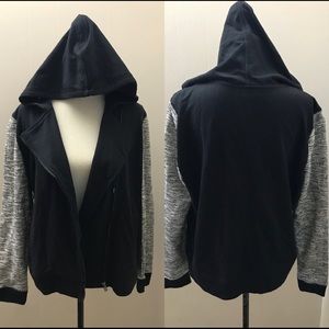 CHAPS Women Hoodies Black Gray Sz L Top